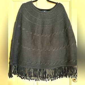 Lands End black knitted poncho. Size S/M